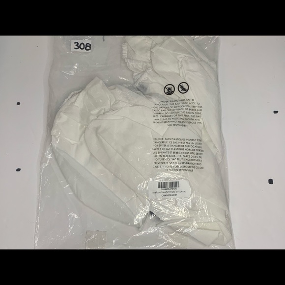 White Ruched Sleeve Tie Front Crop Top - Picture 6 of 7